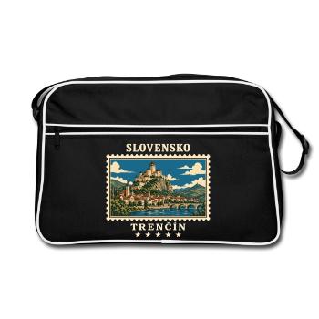 Slowakei Trenčín Vintage Reisemarke - Retro Tasche - Schwarz/Weiß - Vorne