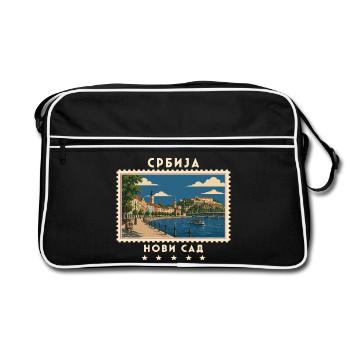 Serbien Novi Sad Vintage Reisemarke - Retro Tasche - Schwarz/Weiß - Vorne