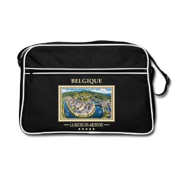 Belgien La Roche-en-Ardenne Vintage Reisemarke - Retro Tasche - Schwarz/Weiß - Vorne