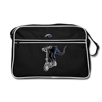 Elektroroller E-Roller Dino Raptor Geschenkidee - Retro Tasche - Schwarz/Weiß - Vorne