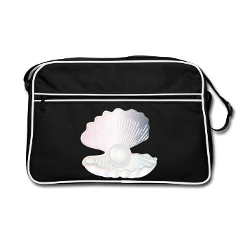 coquille ouverte irisée avec grosse perle - Sac Retro - noir/blanc - Devant
