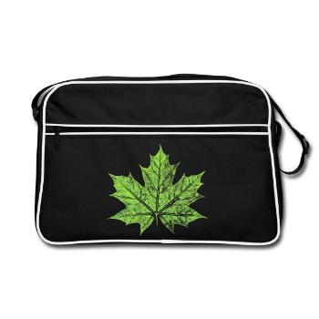 Feuille d’érable - VERT - Naturel / Design forestier - Sac Retro - noir/blanc - Devant