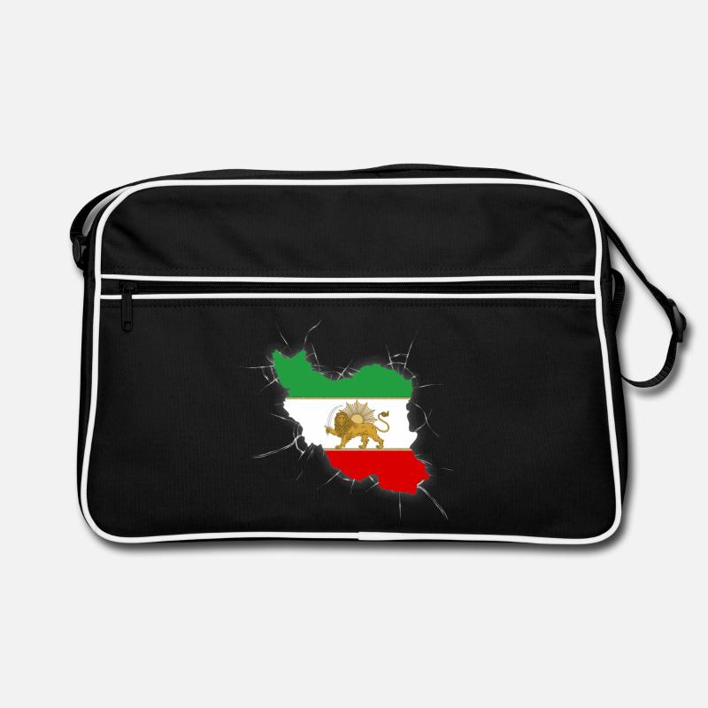 Drapeau Iran Lion et Soleil - شیر خورشید - Sac Retro - noir/blanc