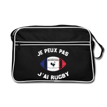 Je Peux Pas J'ai Rugby - Sac Retro - noir/blanc - Devant