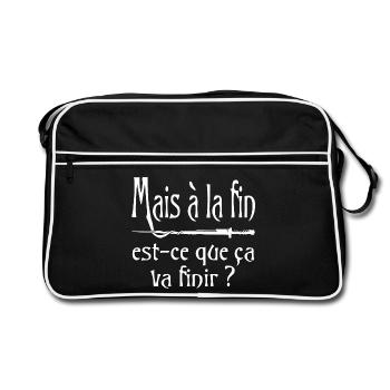 Mais à la fin, est-ce que ça va finir ? citation - Sac Retro - noir/blanc - Devant