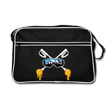 Ski- und Savoyer Fondue Mountain Skier Geschenk - Retro Tasche - Schwarz/Weiß - Vorne