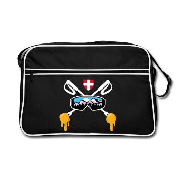 Savoie Ski et fondue savoyarde Cadeau Haute Savoie - Sac Retro - noir/blanc - Devant