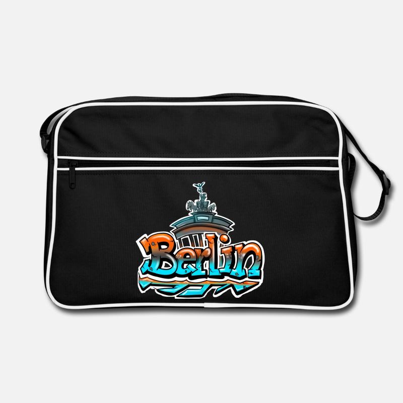 Berlin Graffiti Schriftzug - Retro Tasche - Schwarz/Weiß
