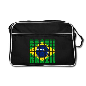 Brasilien Flaggen-Typo Mosaik - Retro Tasche - Schwarz/Weiß - Vorne