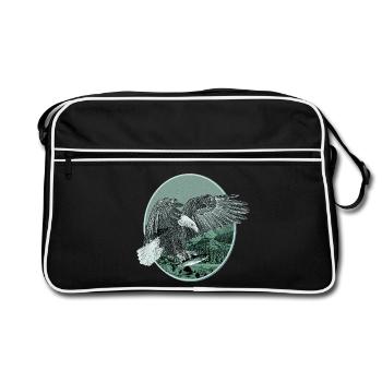 Eagle Eagle Motif Bald Eagle Hunting Fishing - Retro Bag - black/white - Front