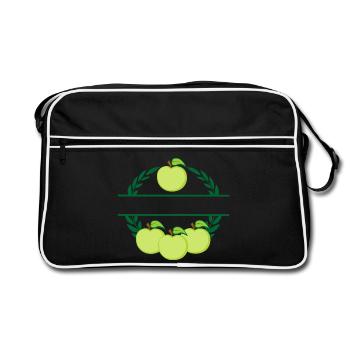 Apples in laurel wreath green apples - Retro Bag - black/white - Front