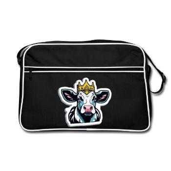 The cow is king - Retro Bag - black/white - Front