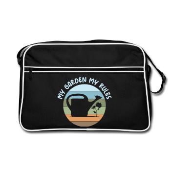dictons drôles jardinier règles logo rétro - Sac Retro - noir/blanc - Devant