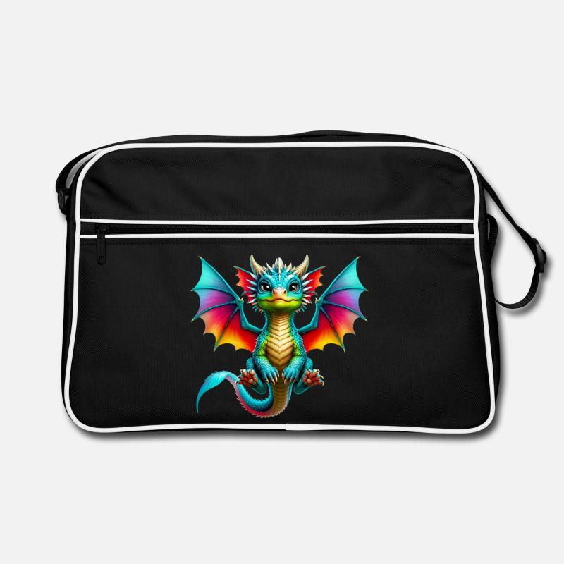 Drache - Retro Tasche - Schwarz/Weiß