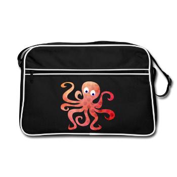Octopus Dots Squid Tentacle Comic - Retro Bag - black/white - Front