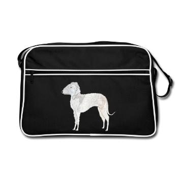 Bedlington Terrier - Retro Tasche - Schwarz/Weiß - Vorne