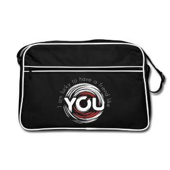 J’ai de la chance d’avoir un ami comme toi (sombre) - Sac Retro - noir/blanc - Devant
