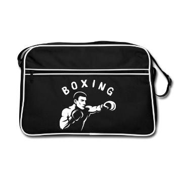Boxing Punch Illustration with Boxer Club Logo - Retro Bag - black/white - Front