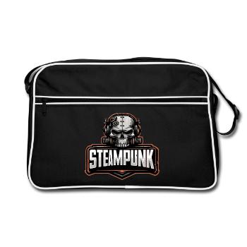 Crâne steampunk – Motif rétro mécanique - Sac Retro - noir/blanc - Devant
