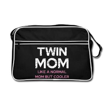 Maman jumelle - maman plus cool que la mère normale - Sac Retro - noir/blanc - Devant