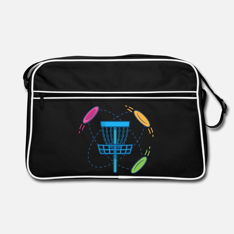 Disc-Golf-Korb und Flying Discs-Szene Retro Tasche