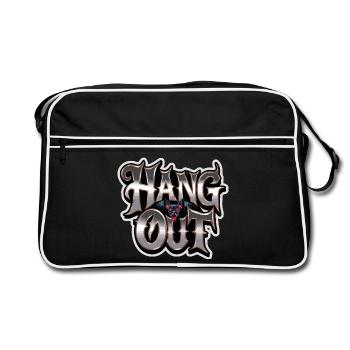 Hang Out Bat Horror Saying For Dark - Sac Retro - noir/blanc - Devant
