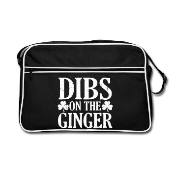 Dibs On The Ginger Funny St Patricks Day Shamrock - Retro Bag - black/white - Front