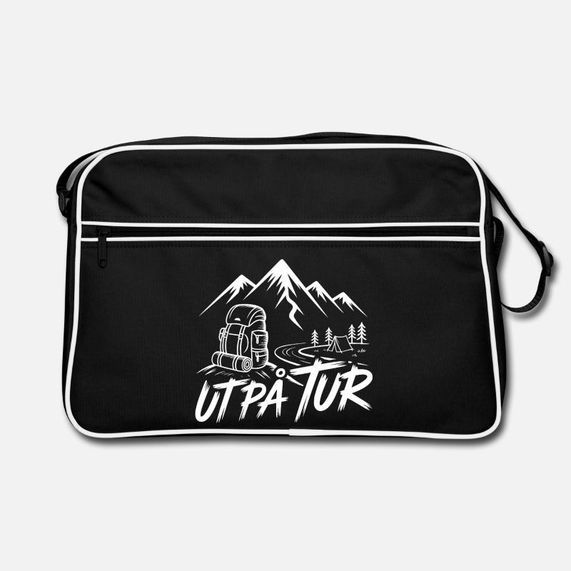 Auf einer Rucksacktour durch die Berge - Retro Tasche - Schwarz/Weiß