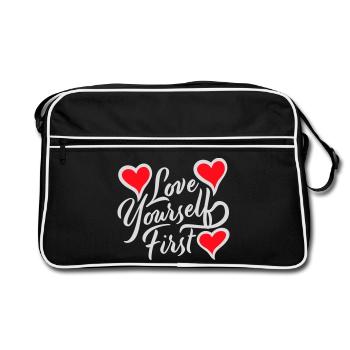 Love Yourself First Self-Love Self-Care - Retro Bag - black/white - Front