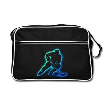 Eishockey Spieler Geschenk Junge Hockey - Retro Bag - black/white - Front