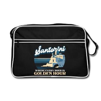 Santorin où chaque heure est l’heure dorée - Sac Retro - noir/blanc - Devant