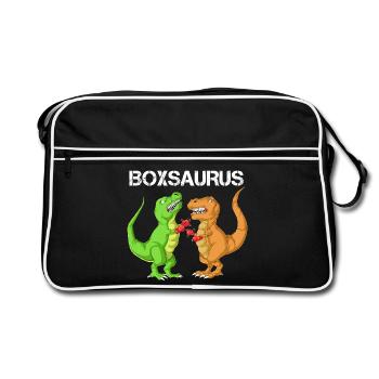 Boxe Saurus Dinosaure Drôle de T-Rex Combattant de gym - Sac Retro - noir/blanc - Devant