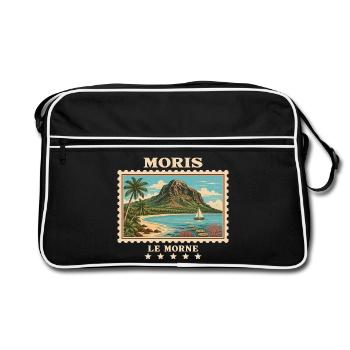Mauritius Le Morne Vintage Reisemarke - Retro Tasche - Schwarz/Weiß - Vorne