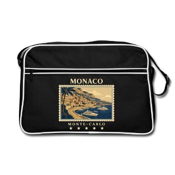 Monaco Monte-Carlo Vintage Reisemarke - Retro Tasche - Schwarz/Weiß - Vorne