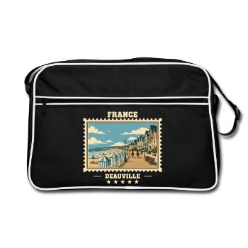 Frankreich Vintage Reisemarke - Retro Tasche - Schwarz/Weiß - Vorne
