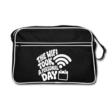 WiFi Took a Personal Day – Internet Humor - Retro Tasche - Schwarz/Weiß - Vorne
