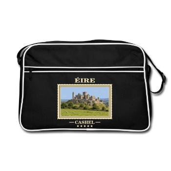 Irland Cashel Vintage Reisemarke - Retro Tasche - Schwarz/Weiß - Vorne