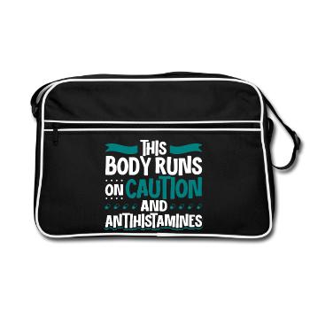 Körper mit Vorsicht - Antihistamin Power - Retro Tasche - Schwarz/Weiß - Vorne