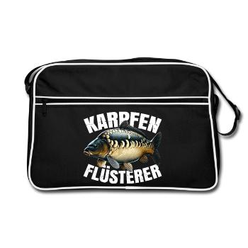Karpfenangeln - Retro Tasche - Schwarz/Weiß - Vorne