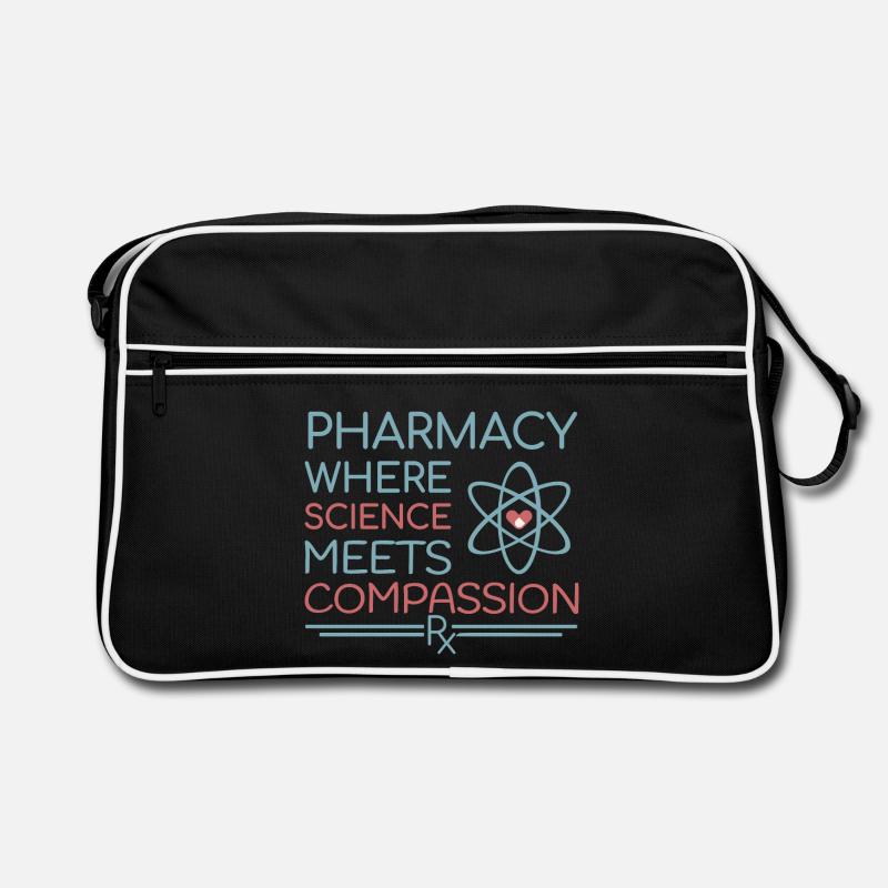Apotheke where science meets compassion - Retro Tasche - Schwarz/Weiß