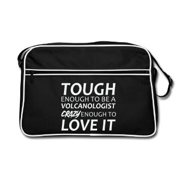 Volcanologist crazy Volcanology - Retro Tasche - Schwarz/Weiß - Vorne