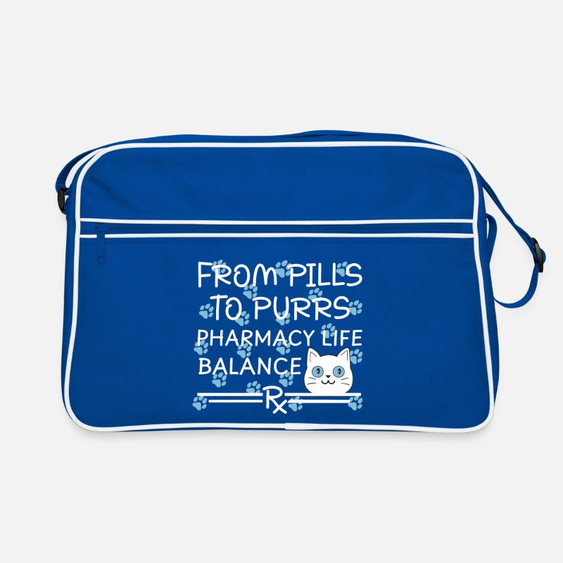 Pharmacie Pilules pour chat à ronronner Bleu-Blanc Sac Retro