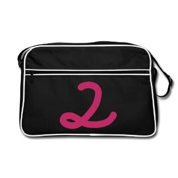 2 Numéro deux rose chiffre rose - Sac Retro - noir/blanc - Devant
