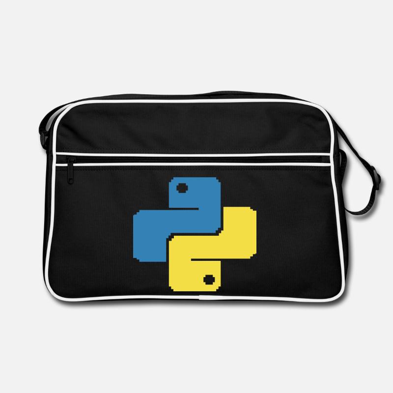 Python Pixelart - Retro Tasche - Schwarz/Weiß