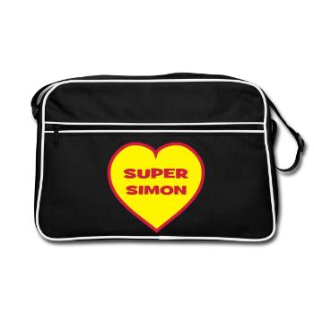 Super-Simon - Retro Tasche - Schwarz/Weiß - Vorne