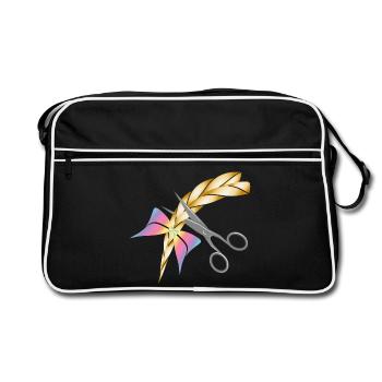 Scissors cut a blonde braid - Retro Bag - black/white - Front