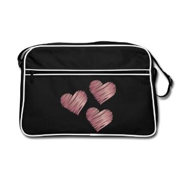 Coups de pinceau en forme de cœur rose or - Sac Retro - noir/blanc - Devant