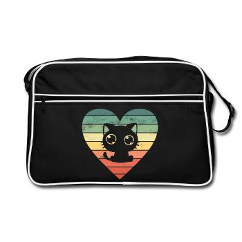 Katze Katzen - Retro Tasche - Schwarz/Weiß - Vorne