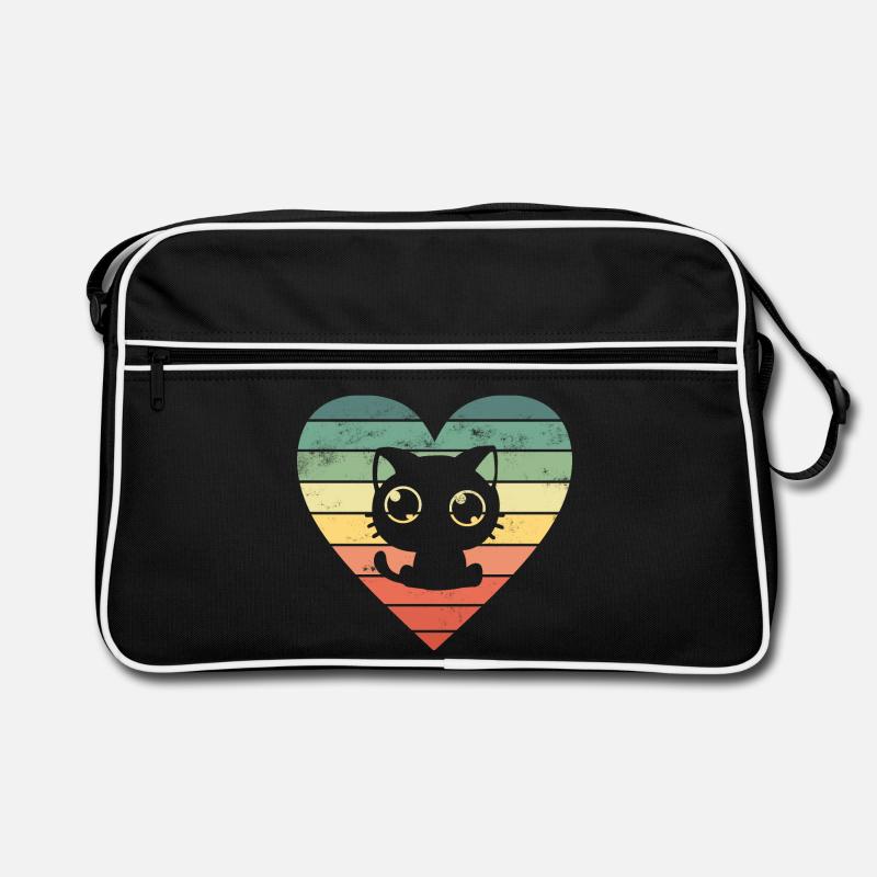 Katze Katzen - Retro Tasche - Schwarz/Weiß