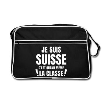 Suisse, je suis Suisse, fierté Suisse - Sac Retro - noir/blanc - Devant